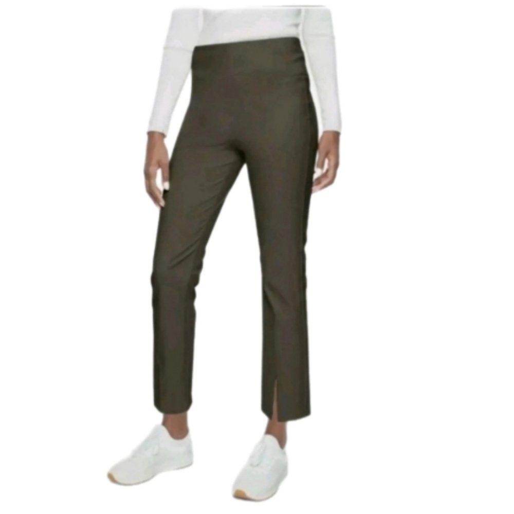 Athleta Slim Straight Crop Travel Pants Water Repellent Split Hem Gray Size 2